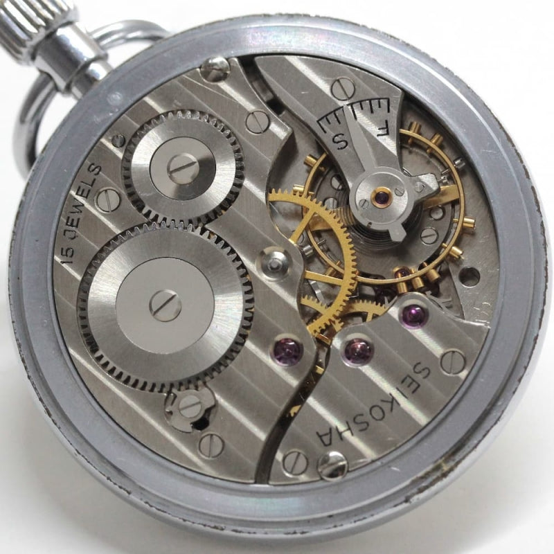 昭和41年の19セイコー鉄道時計/15石/秒針止め機能/絶版時計/19seiko-1183