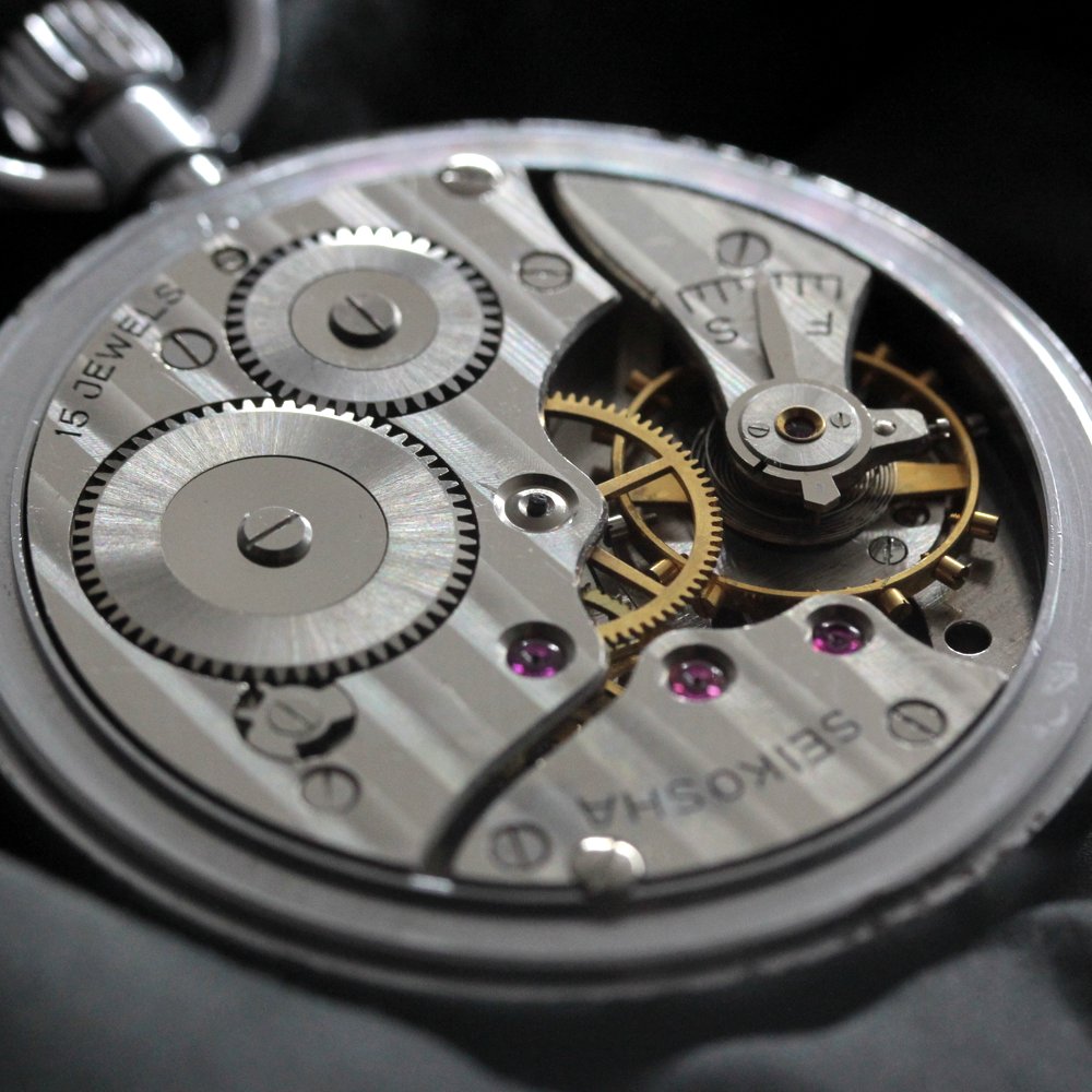 国鉄モデル 昭和40年の19セイコー鉄道時計/15石/秒針止め機能/絶版時計/オーバーホール済/19seiko-1334