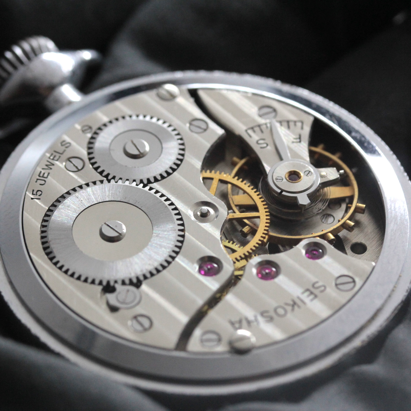 昭和35年の19セイコー鉄道時計/15石/秒針止め機能/絶版時計/19seiko-1355