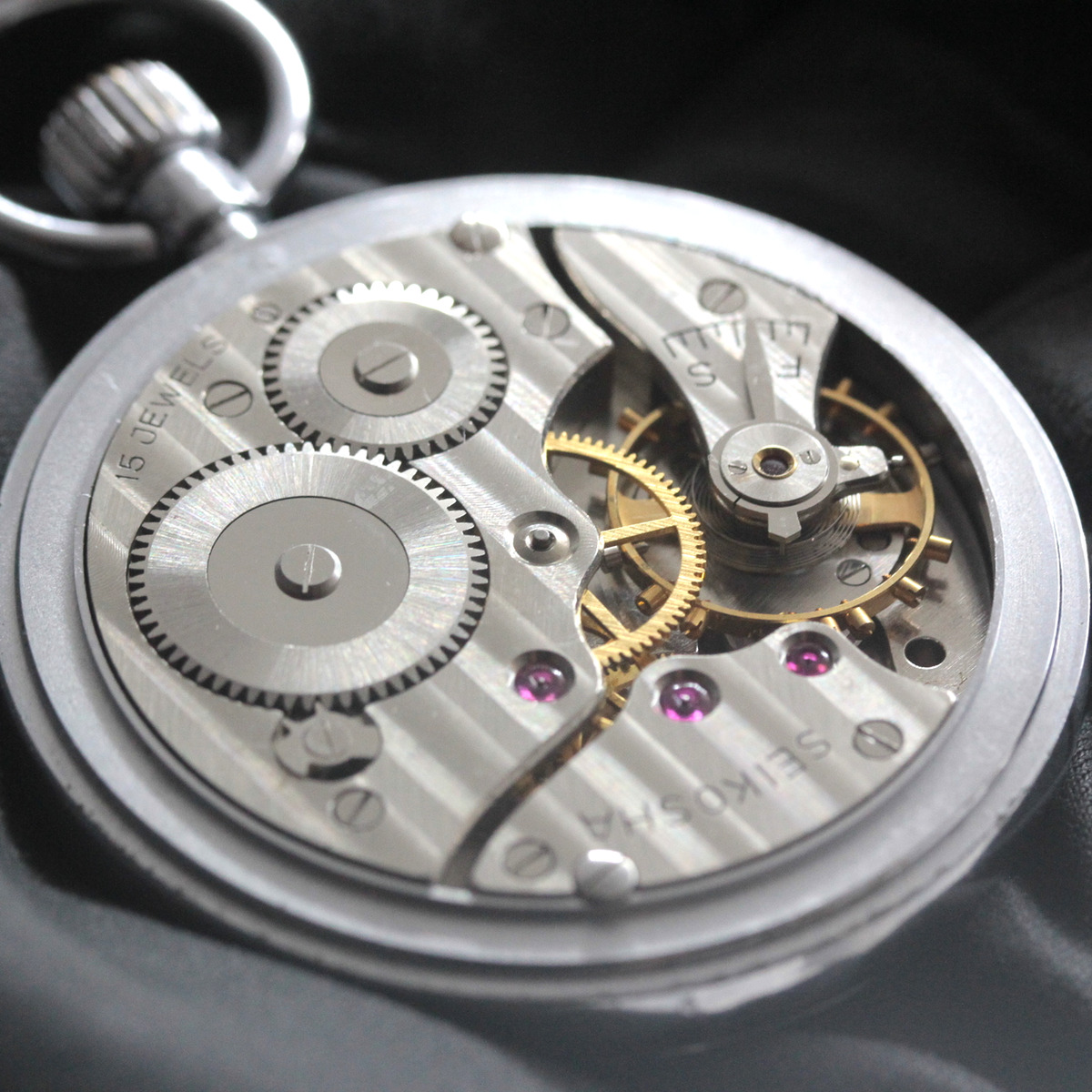 19セイコー 鉄道時計 懐中時計 ヴィンテージ 15石 ダイアフレックス 19seiko-1381 機械内部 ムーブメント