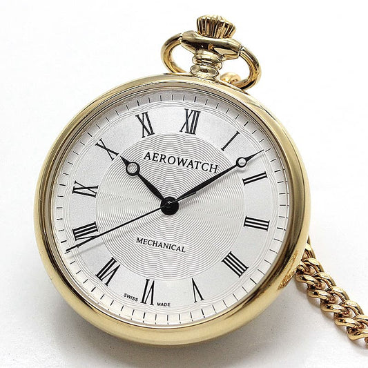 アエロ(AERO) オープンフェイス 手巻き式 40828JA02 懐中時計 ゴールドカラー