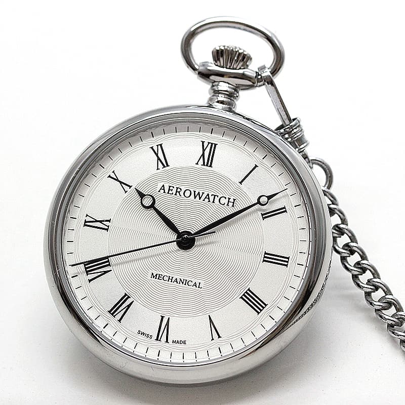 アエロ(AERO) オープンフェイス 手巻き式 40828PD02 シルバーカラー 懐中時計