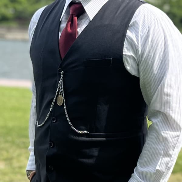 懐中時計用ダブルアルバートチェーン Tバー/シルバー 99X-SILVER-D