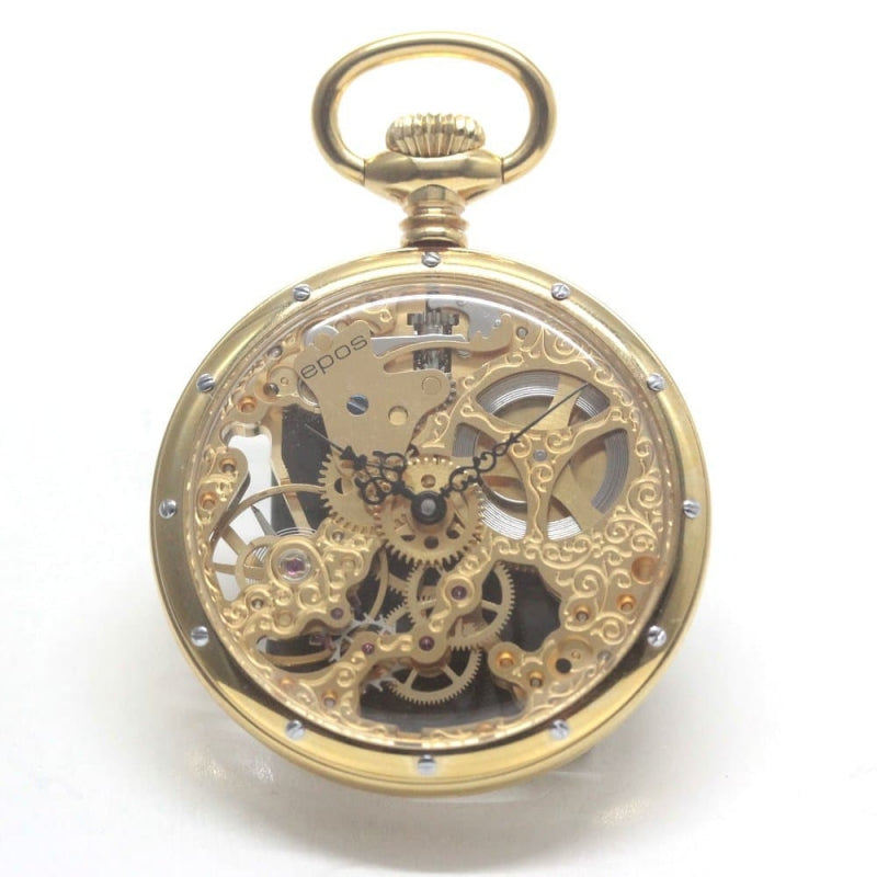 認定中古品のエポス(epos)/スケルトン懐中時計/ゴールドカラー/epos-105