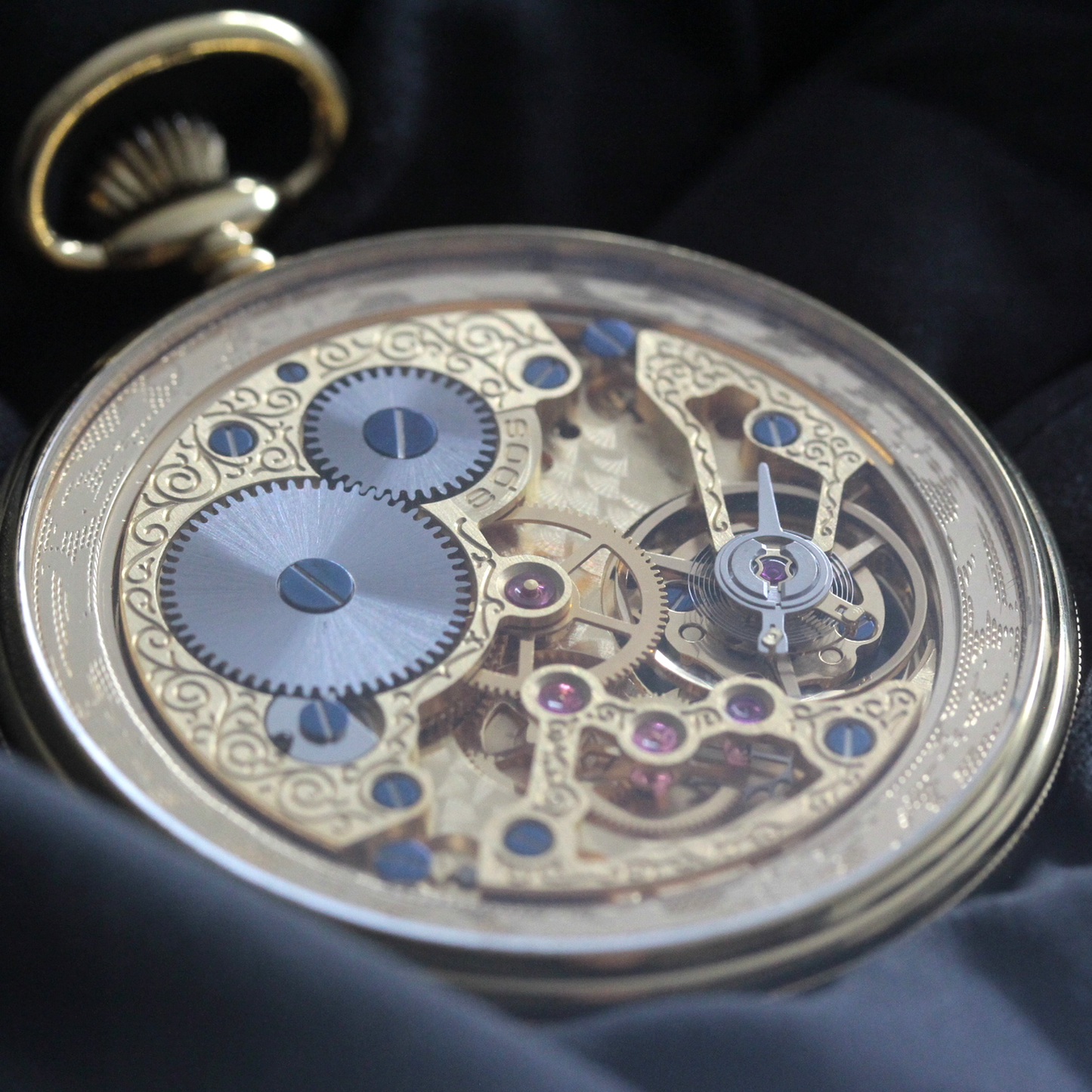 認定中古品のエポス(epos)/スケルトン懐中時計/2090gpbk/黒文字盤/ローマン数字/epos-113