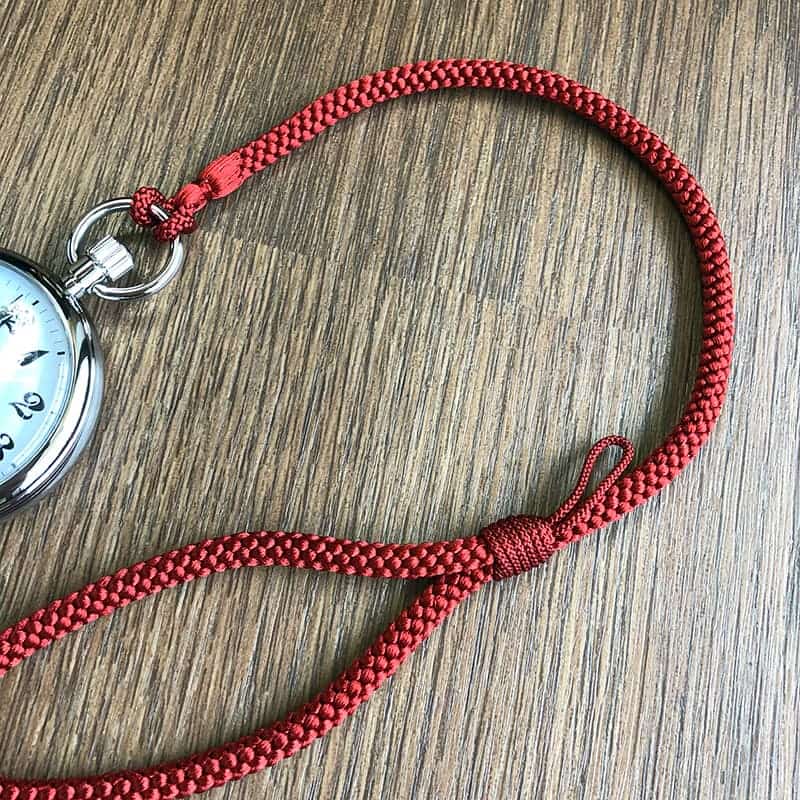 懐中時計用 紐 組紐 H-49 房なし  臙脂色(えんじいろ)