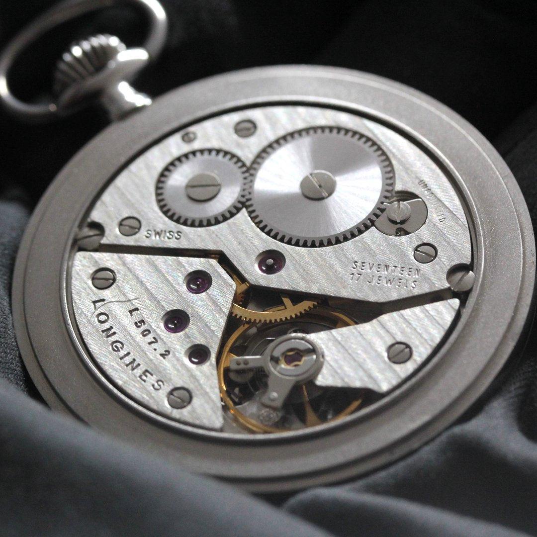 ロンジン / Longines / ヴィンテージ / 懐中時計/シルバーカラー / ハンターケース ローマン数字/longines-158 ムーブメント