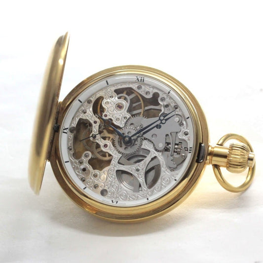 正美堂オリジナル懐中時計/ゴールドカラーハンターケース/スイス製オールドユニタス/old6497pw-105