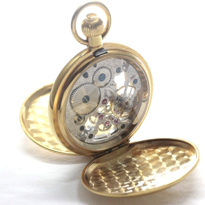 正美堂オリジナル懐中時計/ゴールドカラーハンターケース/スイス製オールドユニタス/old6497pw-105