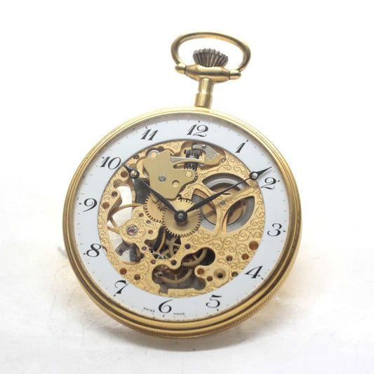 正美堂オリジナルウォッチ/懐中時計/ゴールドカラースケルトン/リサイクルウォッチ/old6498-pw10