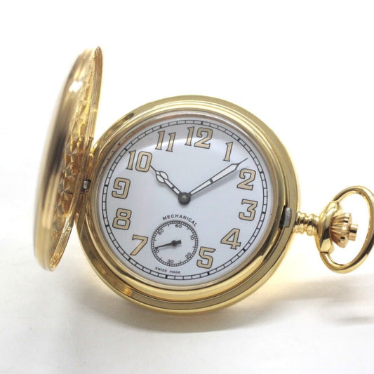 正美堂オリジナルウォッチ/懐中時計/ゴールドカラーハンターケース/スイス製オールドユニタス/old6498-pw8