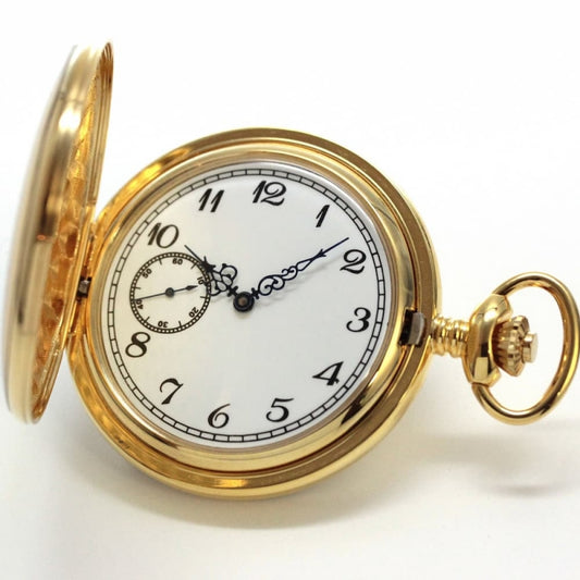 正美堂創業 50周年記念ウォッチ/オリジナル懐中時計/ゴールドカラーハンターケース/スイス製オールドユニタス