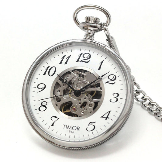 TIMOR/ティモール/オープンフェイス/スケルトン/TP106CH01/シルバーカラー 懐中時計