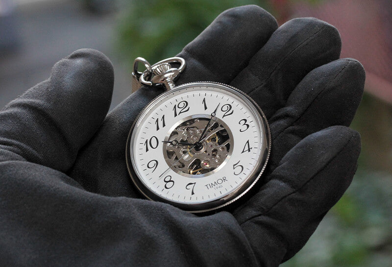 TIMOR/ティモール/オープンフェイス/スケルトン/TP106CH01/シルバーカラー 懐中時計