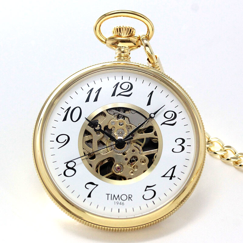 TIMOR/ティモール/オープンフェイス/スケルトン/TP106JA01/ゴールドカラー 懐中時計