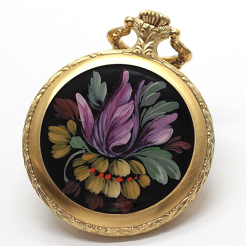 TIMOR/ティモール/オープンフェイス/ラッカー仕上げ/TPFLORALA/ゴールドカラー 懐中時計