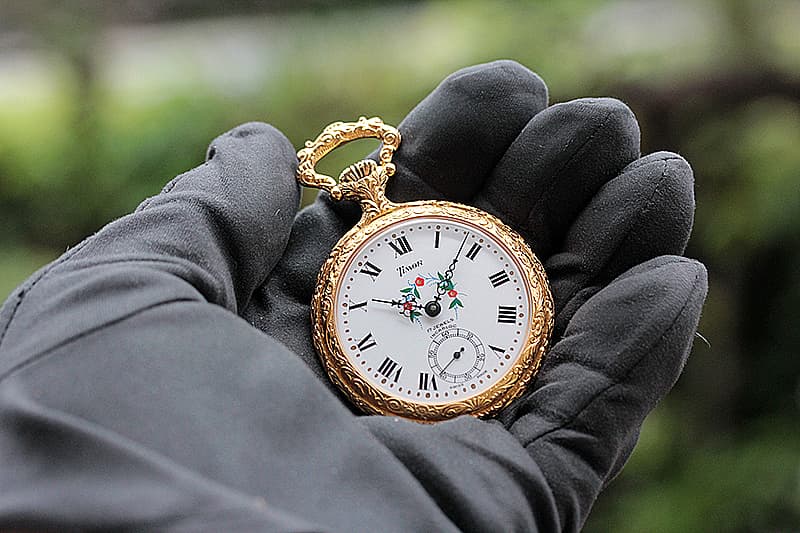 TIMOR/ティモール/オープンフェイス/ラッカー仕上げ/TPFLORALA/ゴールドカラー 懐中時計