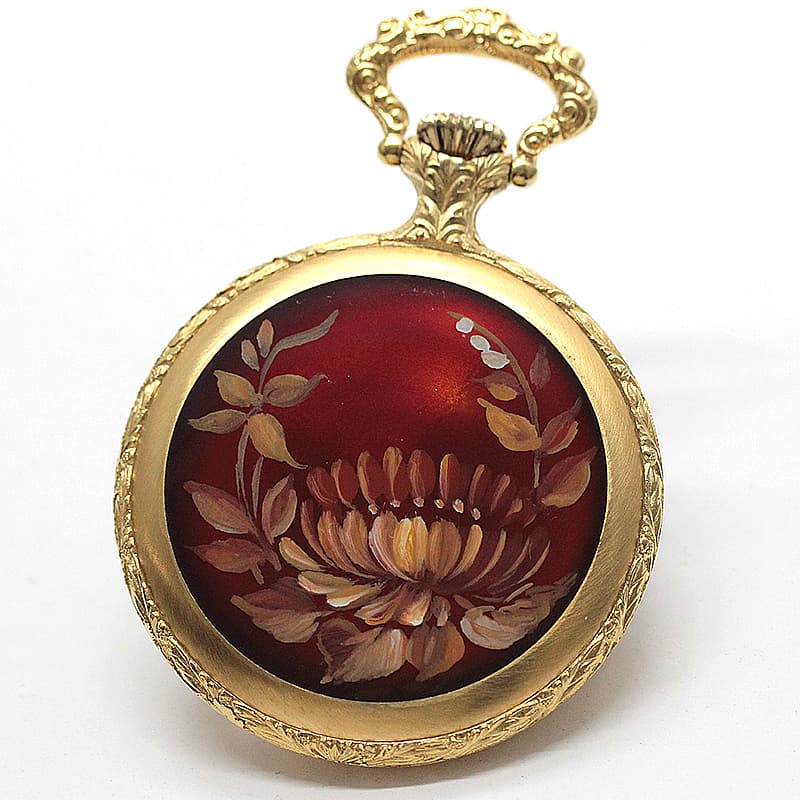 TIMOR/ティモール/オープンフェイス/ラッカー仕上げ/TPFLORALB/ゴールドカラー 懐中時計