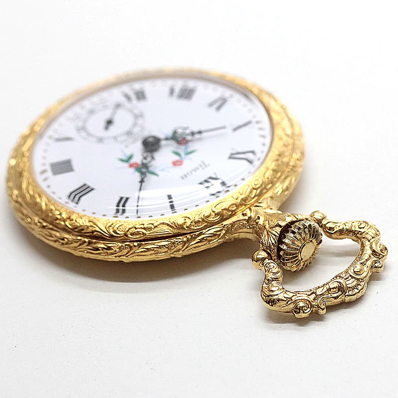 TIMOR/ティモール/オープンフェイス/ラッカー仕上げ/TPFLORALB/ゴールドカラー 懐中時計