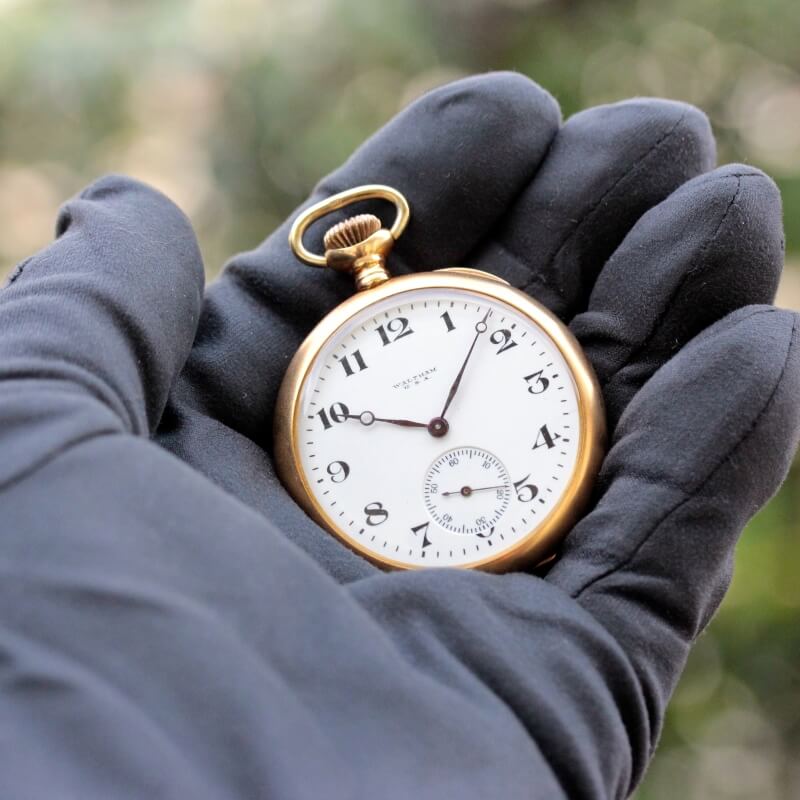 【Sold out】絶版モデルのアメリカンウォルサム(WALTHAM)社製18k金無垢懐中時計