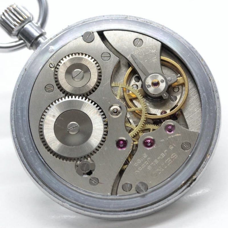 昭和46年の19セイコー鉄道時計/15石/秒針止め機能/絶版時計/19seiko-1050