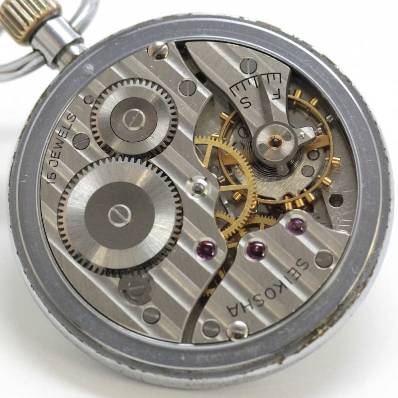 昭和42年の19セイコー鉄道時計/15石/秒針止め機能/絶版時計/19seiko-1154