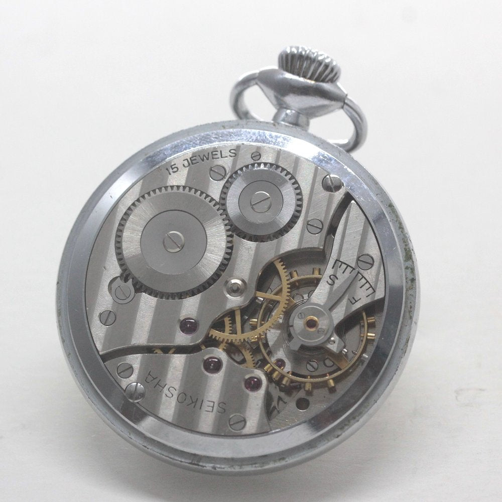 15石ムーブメント 昭和37年の19セイコー鉄道時計/15石/秒針止め機能/絶版時計/19seiko-1314