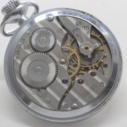 15石ムーブメント 昭和37年の19セイコー鉄道時計/15石/秒針止め機能/絶版時計/19seiko-1314