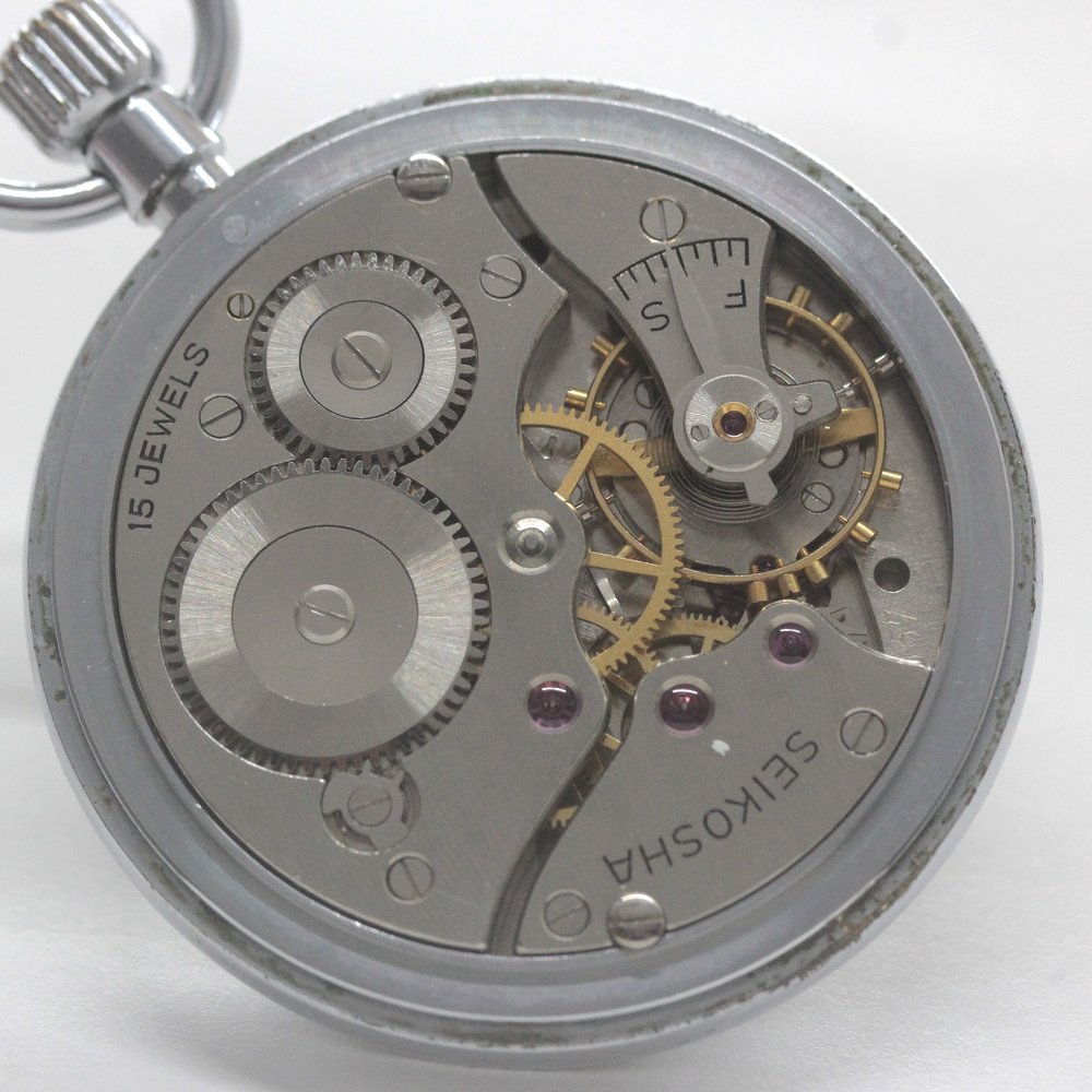 昭和43年の19セイコー鉄道時計/15石/秒針止め機能/絶版時計/オーバーホール済/19seiko-1315