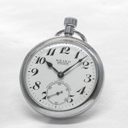 オーバーホール済で、日差30秒以内に調整します 昭和46年の19セイコー鉄道時計/15石/秒針止め機能/絶版時計/19seiko-1317