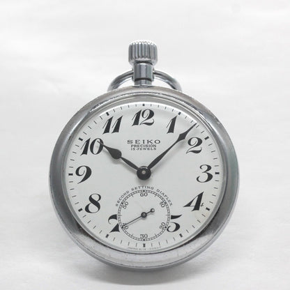オーバーホール済で、日差30秒以内に調整します 昭和46年の19セイコー鉄道時計/15石/秒針止め機能/絶版時計/19seiko-1317