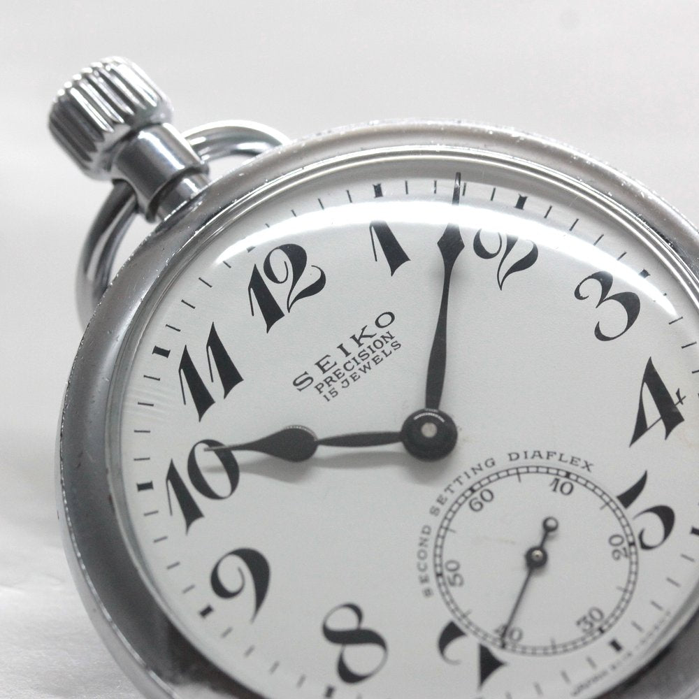 オーバーホール済で、日差30秒以内に調整します 昭和46年の19セイコー鉄道時計/15石/秒針止め機能/絶版時計/19seiko-1317