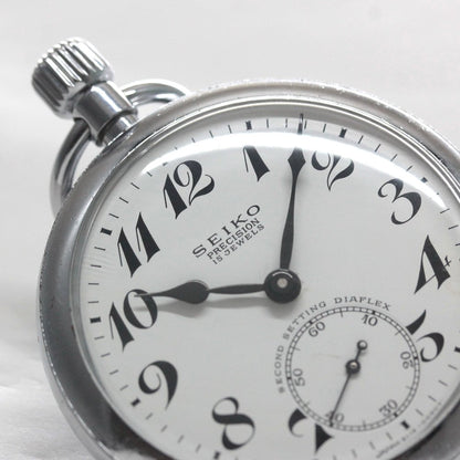 オーバーホール済で、日差30秒以内に調整します 昭和46年の19セイコー鉄道時計/15石/秒針止め機能/絶版時計/19seiko-1317
