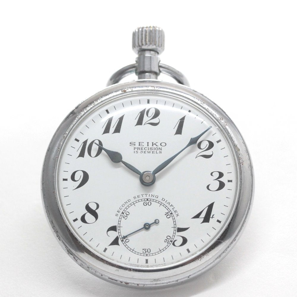 昭和41年の19セイコー鉄道時計/15石/秒針止め機能/絶版時計/19seiko-1344　正面
