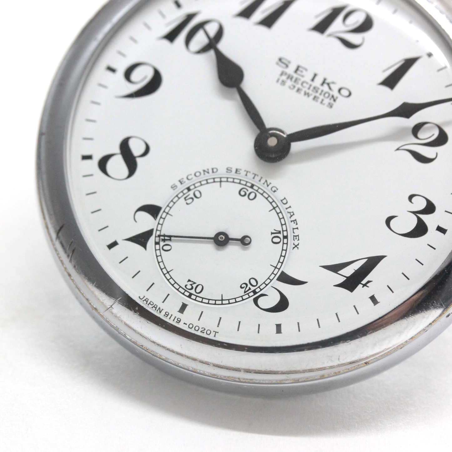 昭和46年の19セイコー鉄道時計/15石/秒針止め機能/絶版時計/19seiko-1356　スモールセコンド