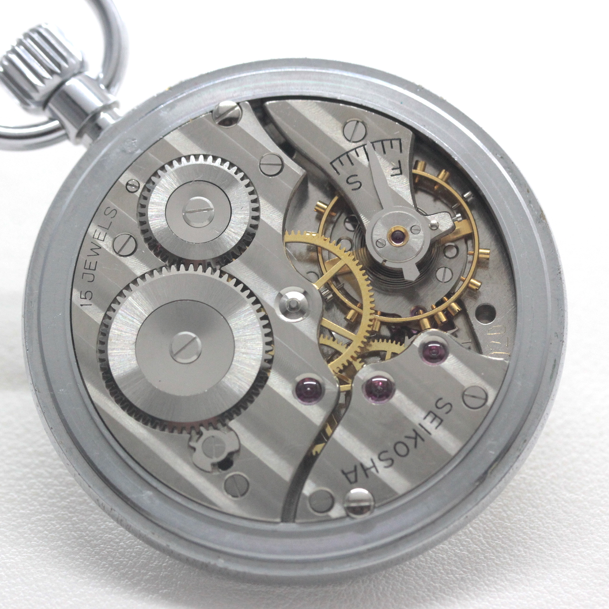 19セイコー 懐中時計 鉄道時計 15石 ダイアフレックス 19seiko-1380 機械内部