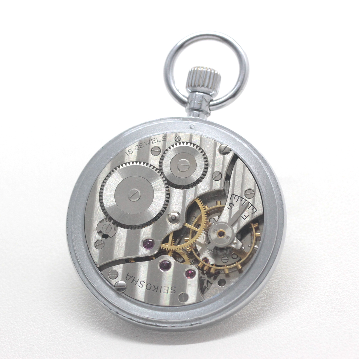 19セイコー 鉄道時計 懐中時計 ヴィンテージ 15石 ダイアフレックス 19seiko-1381 機械内部 ムーブメント コート・ド・ジュネーブ