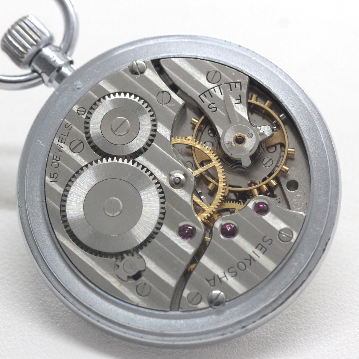 19セイコー 鉄道時計 懐中時計 ヴィンテージ 15石 ダイアフレックス 19seiko-1381 ムーブメント コート・ド・ジュネーブ