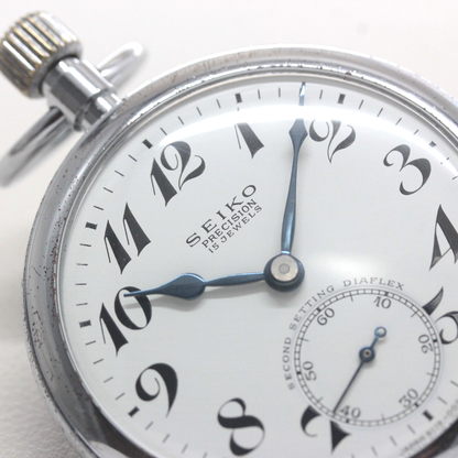 19セイコー 鉄道時計 懐中時計 ダイアフレックス 19seiko-1382 文字盤 ブルースチール針