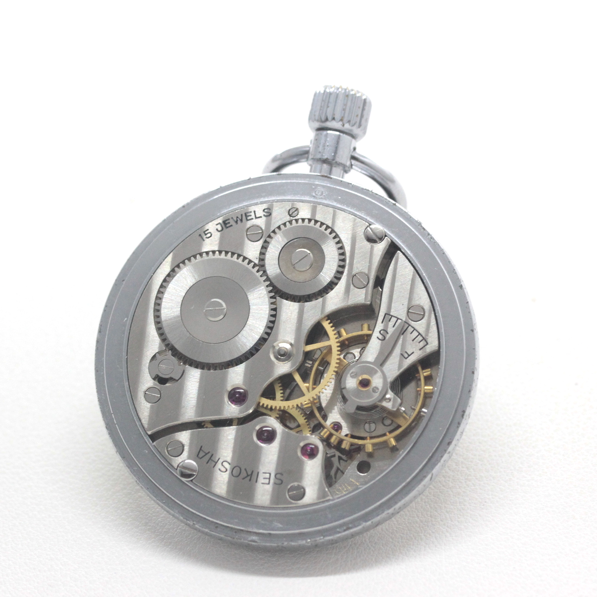 19セイコー 鉄道時計 懐中時計 プレシジョン 「廃」昭40　0283　国鉄関西 19seiko-1386 機械内部 ムーブメント