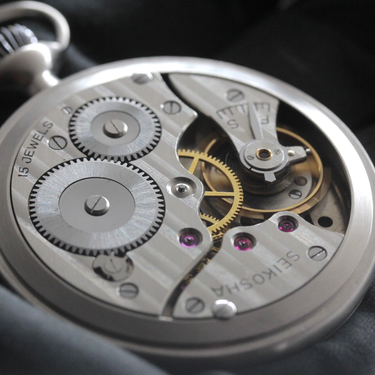 19セイコー プレシジョン 懐中時計 鉄道時計 再メッキ特別モデル ヘアライン仕上げ 15石 19seiko-1398 ムーブメント