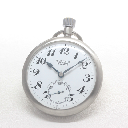 19セイコー 鉄道時計 懐中時計 再メッキ特別モデル ヘアライン仕上げ 19seiko-1399