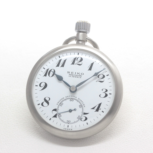 19セイコー 鉄道時計 懐中時計 再メッキ特別モデル ヘアライン仕上げ 19seiko-1399