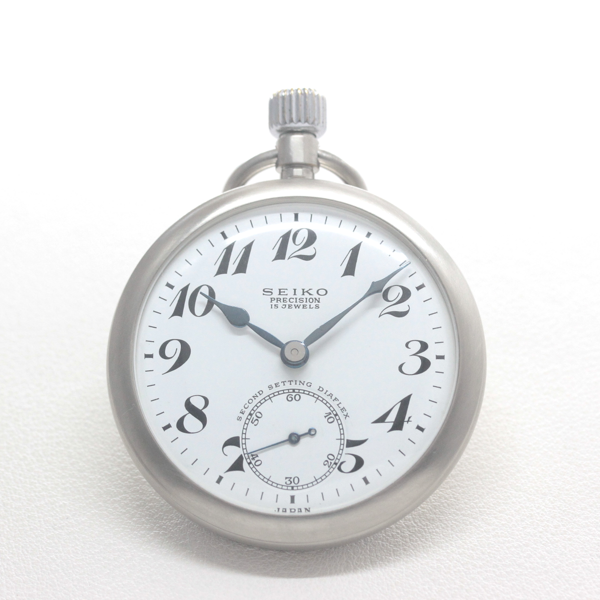 19セイコー 鉄道時計 懐中時計 再メッキ特別モデル ヘアライン仕上げ 19seiko-1399 時計正面