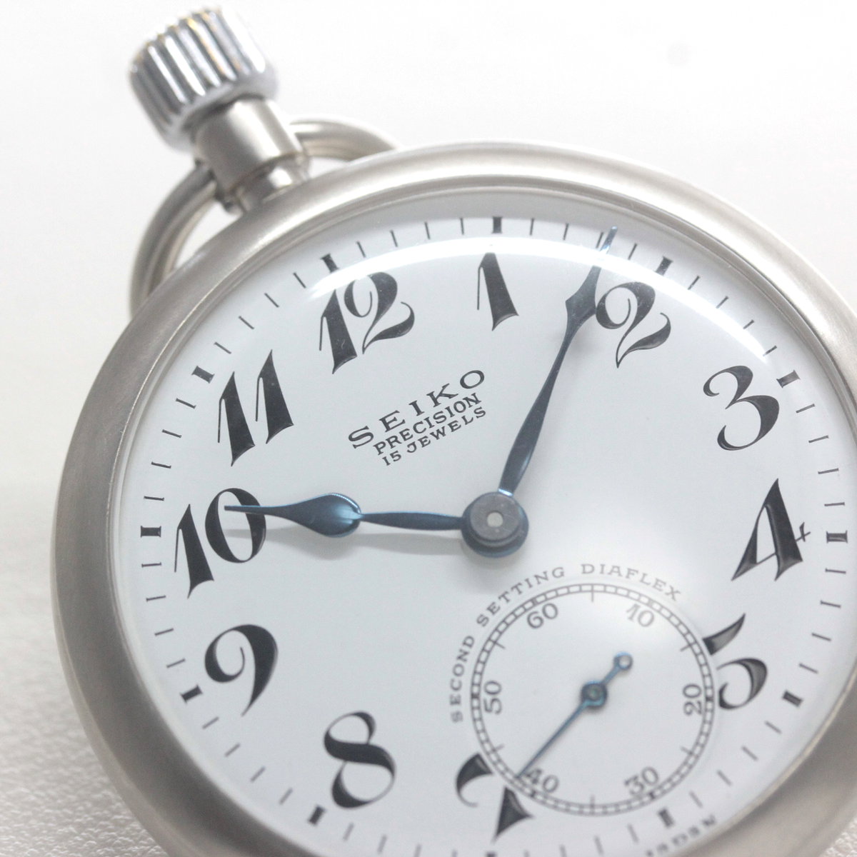 19セイコー 鉄道時計 懐中時計 再メッキ特別モデル ヘアライン仕上げ 19seiko-1399 文字盤 針 ブルースチール針