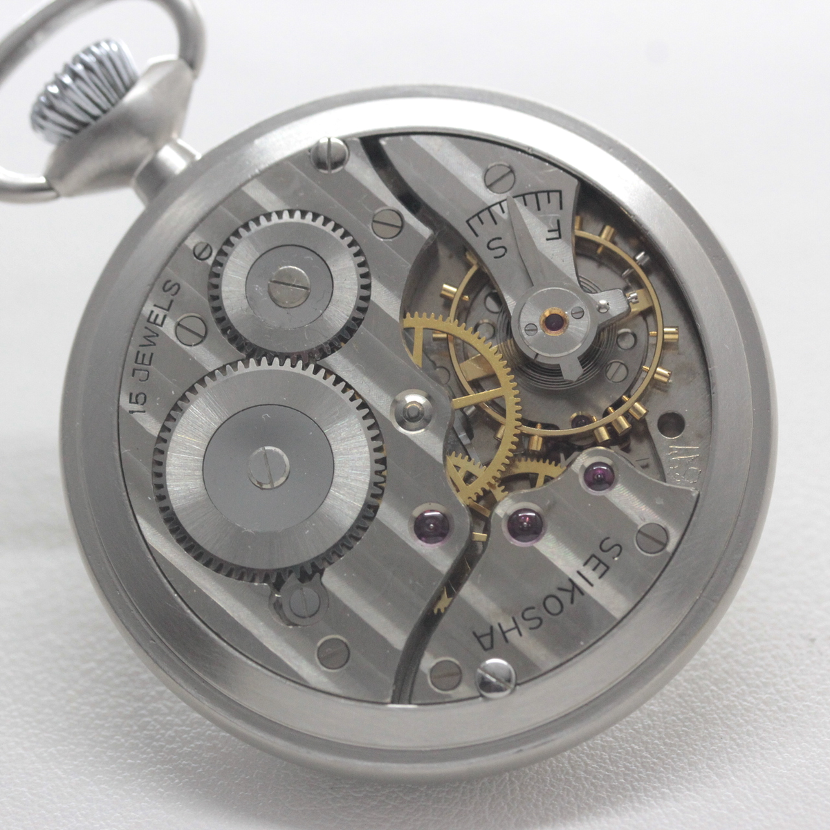 19セイコー プレシジョン 鉄道時計 懐中時計 再メッキ特別モデル ヘアライン仕上げ 19seiko-1400 ムーブメント 15石