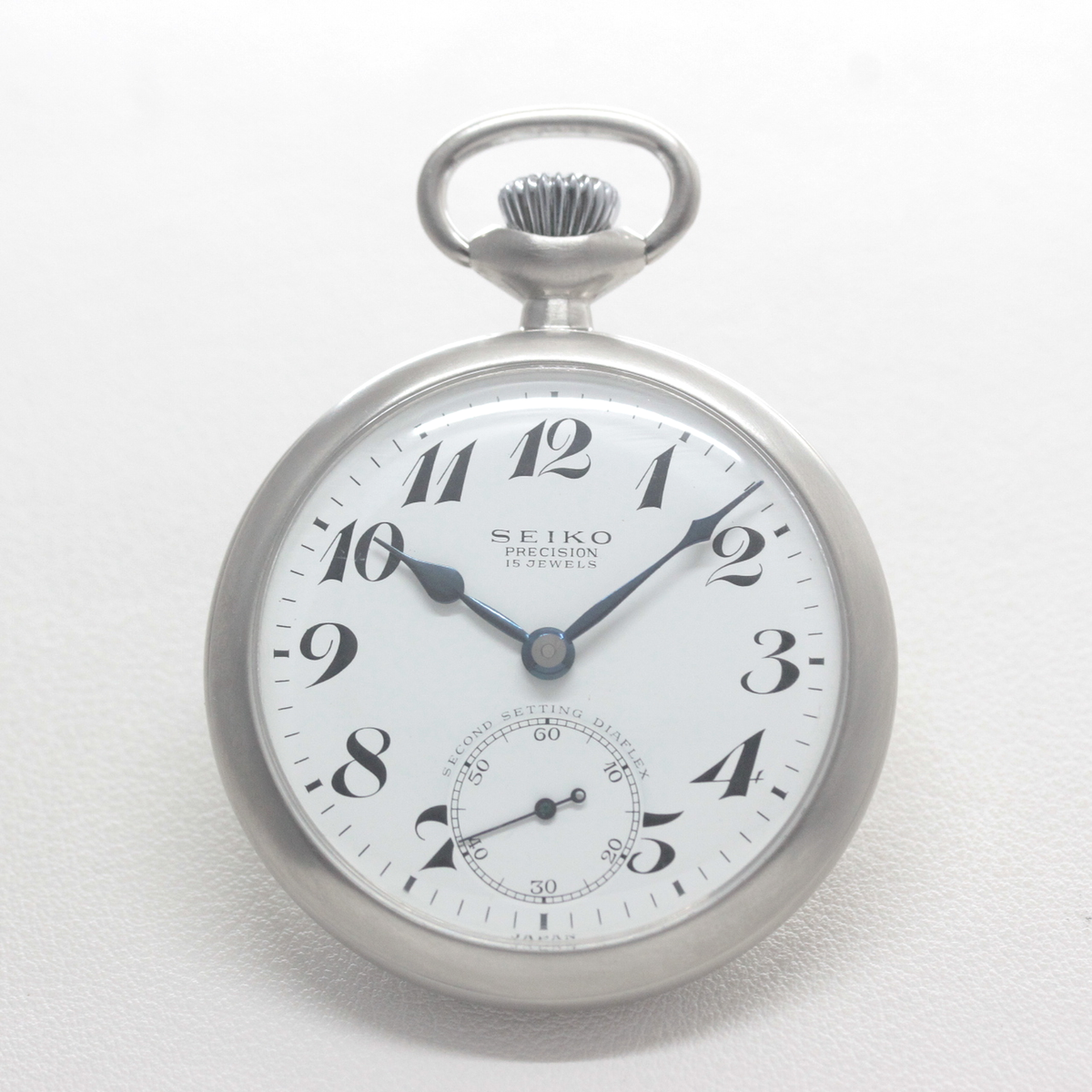 19セイコー プレシジョン 鉄道時計 懐中時計 再メッキ特別モデル ヘアライン仕上げ 19seiko-1400 時計正面