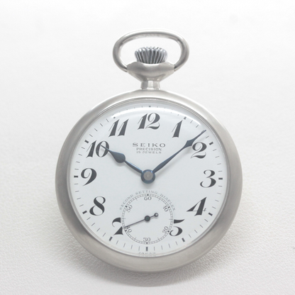 19セイコー プレシジョン 鉄道時計 懐中時計 再メッキ特別モデル ヘアライン仕上げ 19seiko-1400 時計正面
