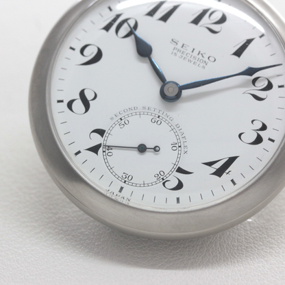 19セイコー プレシジョン 鉄道時計 懐中時計 再メッキ特別モデル ヘアライン仕上げ 19seiko-1400 スモールセコンド