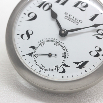 19セイコー プレシジョン 鉄道時計 懐中時計 再メッキ特別モデル ヘアライン仕上げ 19seiko-1401 スモールセコンド